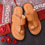 Kolapuri Centre Ethnic Occasual Men's Tan Chappal