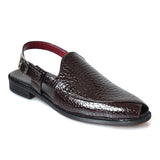 Kolapuri Centre Men's Ethnic Glossy Brown Pathani Sandal