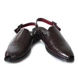 Kolapuri Centre Men's Ethnic Glossy Brown Pathani Sandal