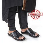 Kolapuri Centre Ethnic Black Pure Leather Chappal