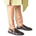 Kolapuri Centre Men's Ethnic Glossy Brown Pathani Sandal