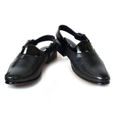 Kolapuri Centre Ethnic Men's Glossy Black Pathani Sandal